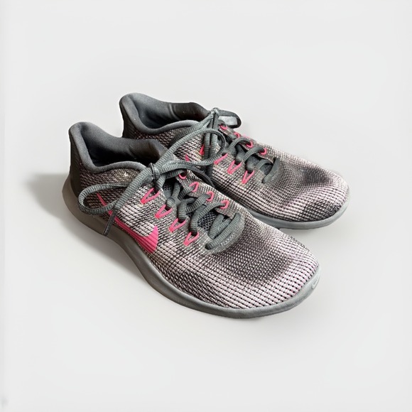 Nike Flex Trainer AA7408-006 Gray Pink Womens Running  Sneakers Sz 7 - Picture 1 of 16